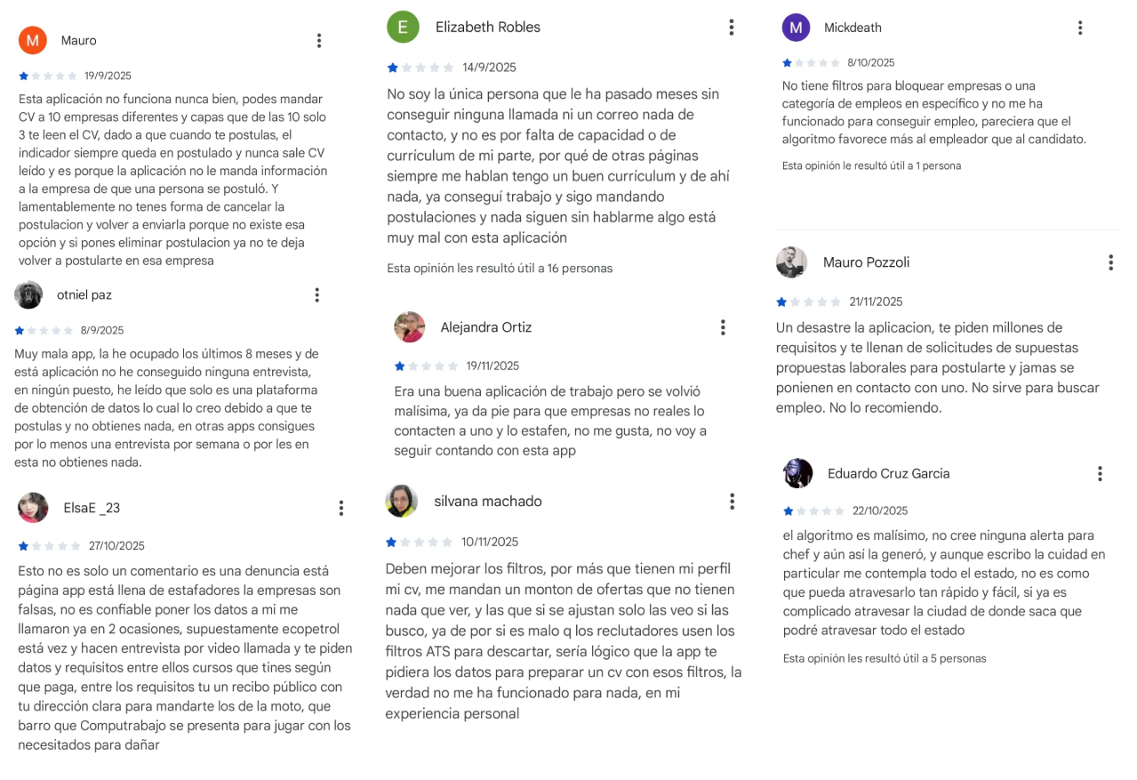 Reseñas de usuarios en Google Play Store