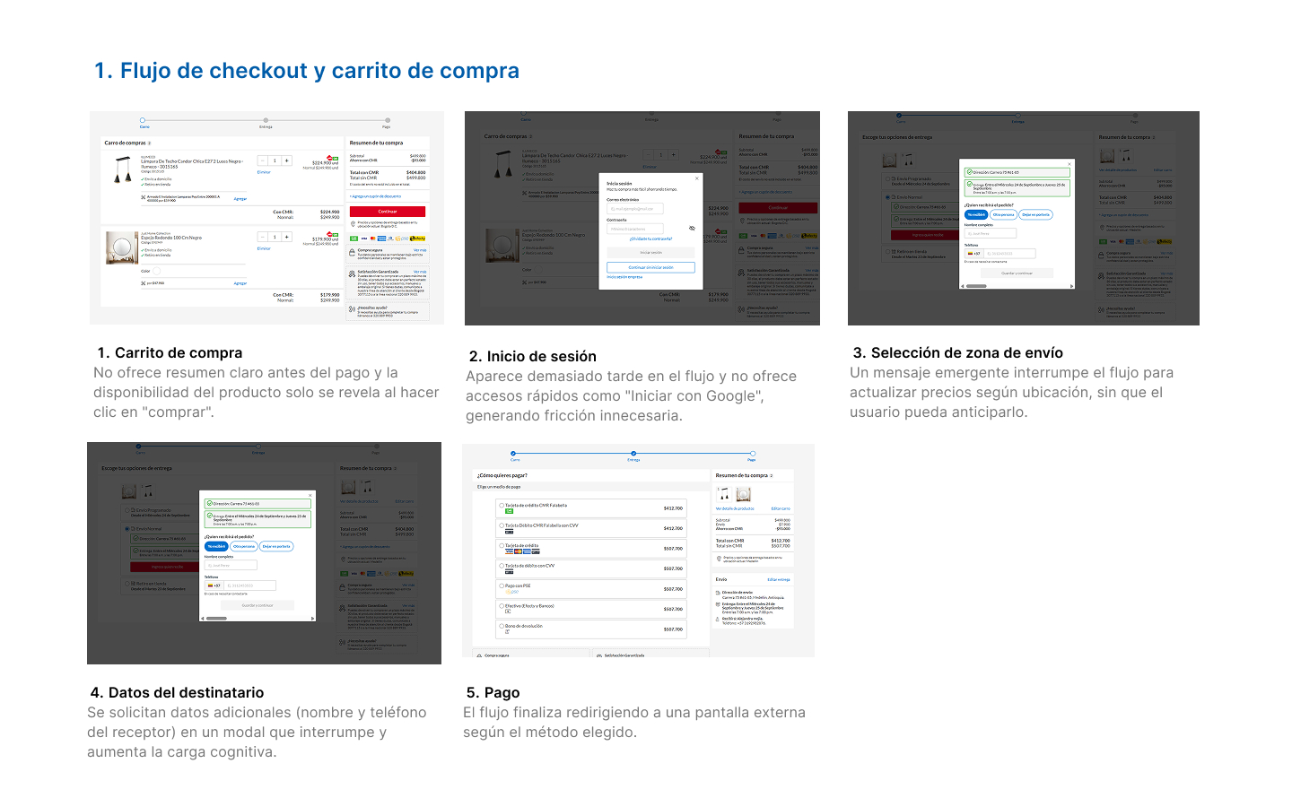 Análisis heurístico — flujo de checkout