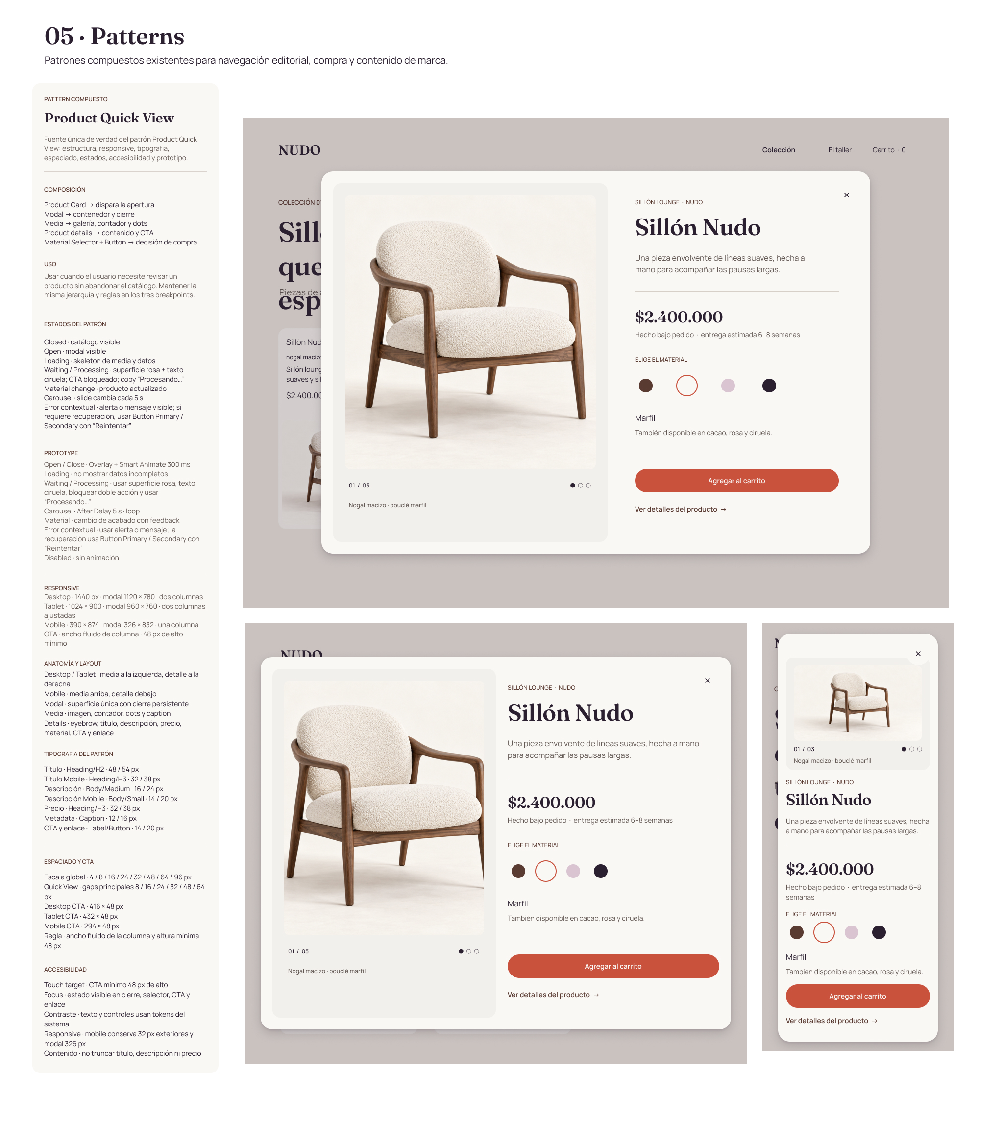 Patterns board from the NUDO Design System