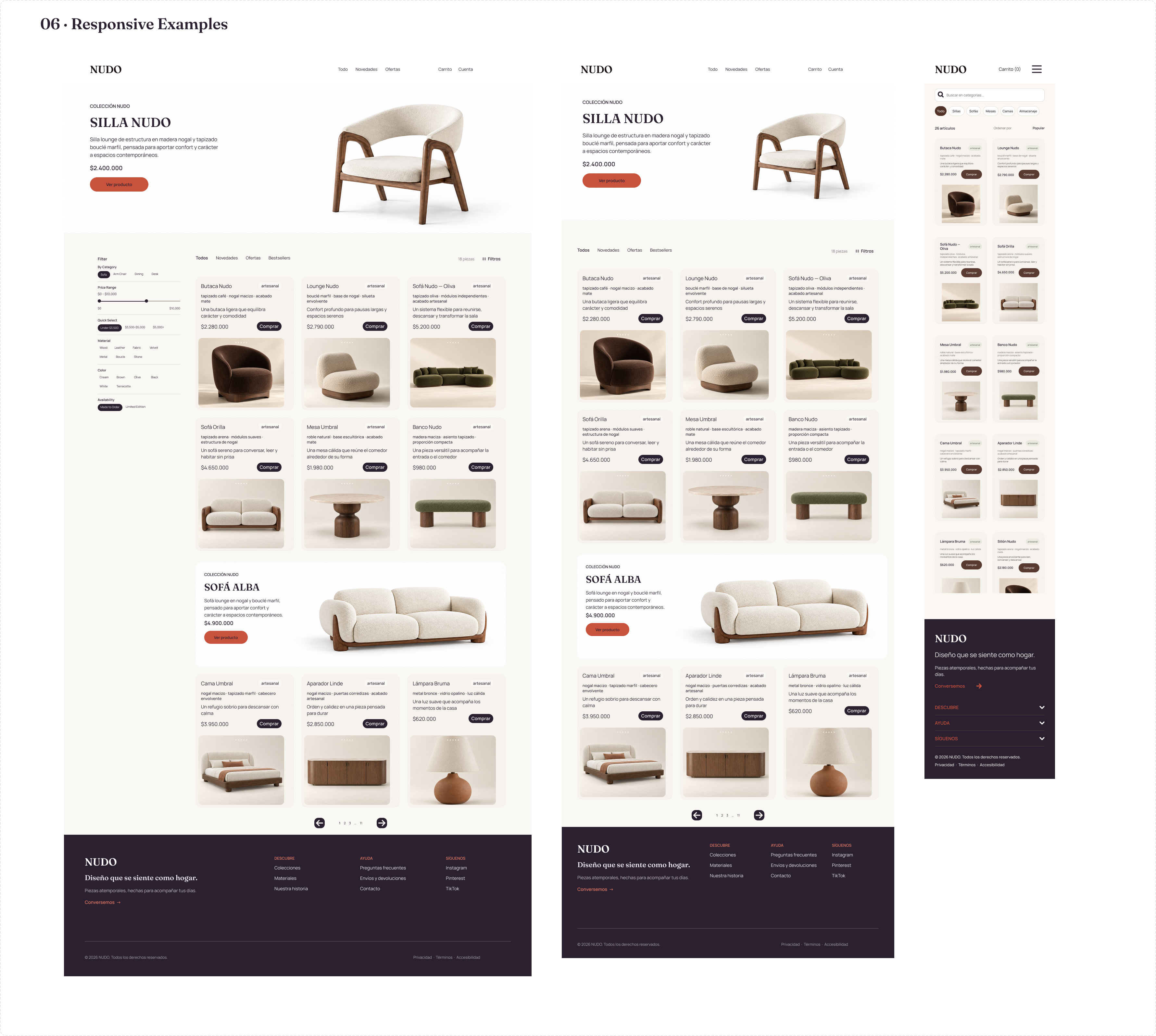 Responsive examples board from the NUDO Design System