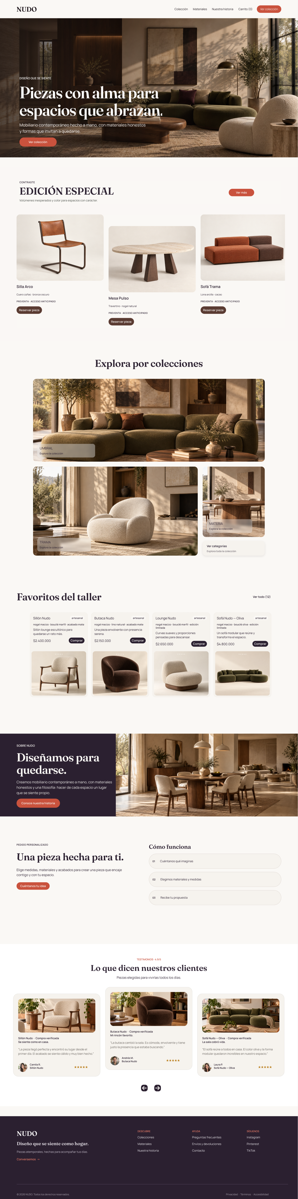 Desktop version of the NUDO landing page