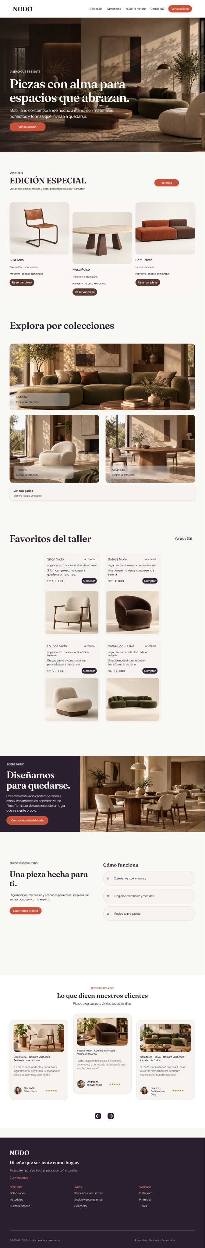 Tablet version of the NUDO landing page