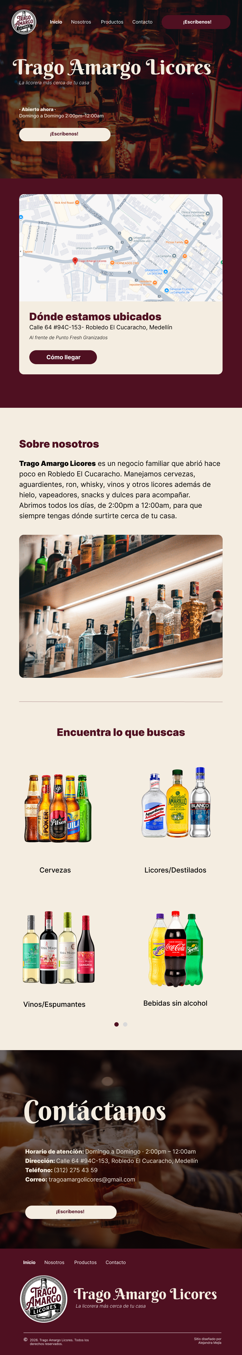 Frame de alta fidelidad de la landing de Trago Amargo en tablet